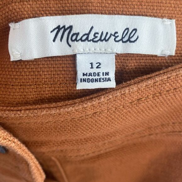 Madewell Tan A-line Mini Skirt Heavy Cotton Snap Button Boho Coastal Preppy New - Picture 10 of 13